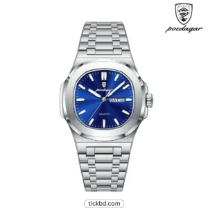 POEDAGAR 853 Luxury Square Men Watch - Silver Blue