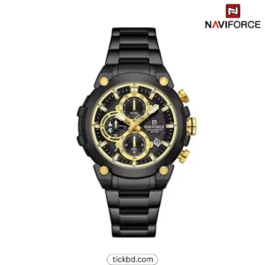 Naviforce 8071 Luxury Watch for Men - Black Bright Gold