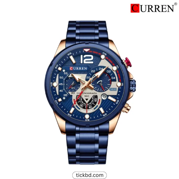 CURREN 8395 Stylist Brand Watch for Men - Blue Gold
