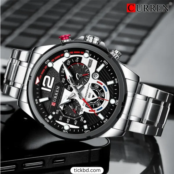 CURREN 8395 Watch for Men - Silver Black