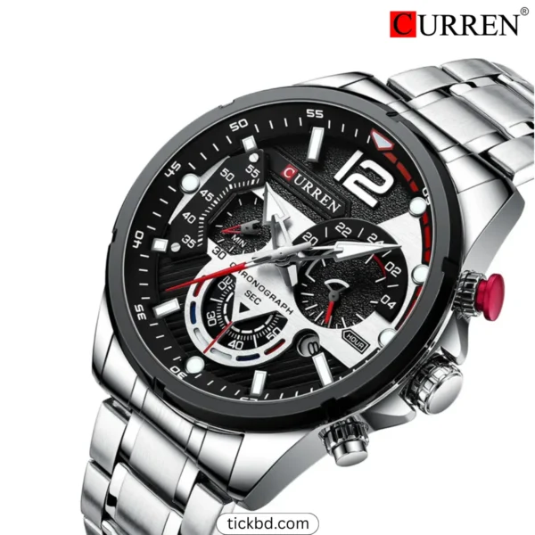 CURREN 8395 Watch Best Price in Bangladesh - Silver Black