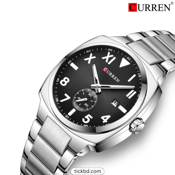 CURREN 8472 Silver Black watch tick bd