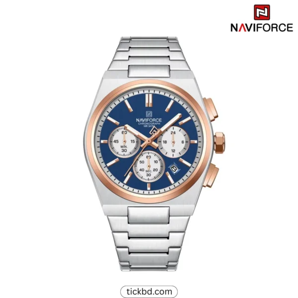 Naviforce 8048 Men's luxury Watch - Silver Rose Gold