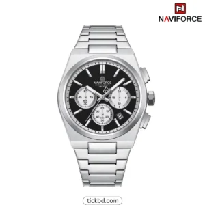 Naviforce NF8048 Men's luxury Watch - Silver Black