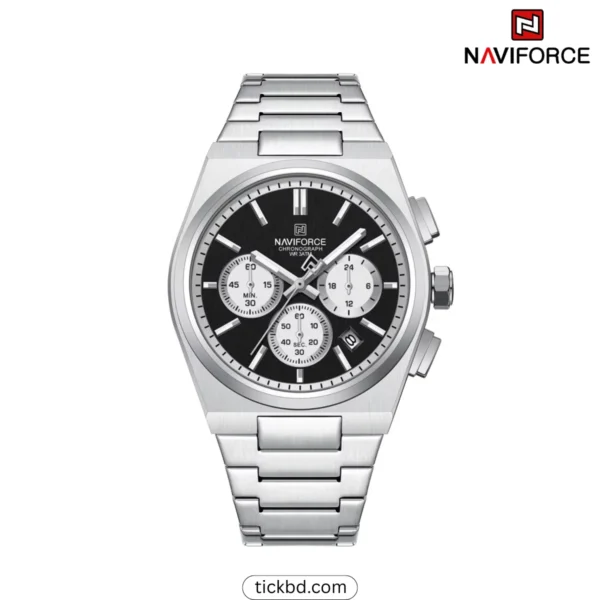 Naviforce NF8048 Men's luxury Watch - Silver Black
