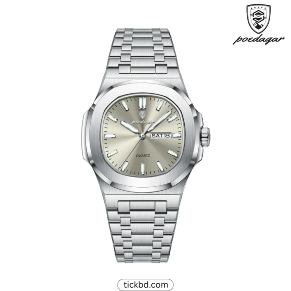 POEDAGAR 853 Luxury Square Man Watch - Silver Gray