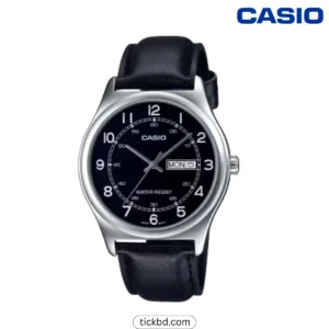 Casio MTP-V006L-1B2 Men’s Leather Strap Day-Date Watch