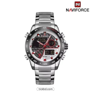 Naviforce NF9171 Men's Luxury Watch - Silver Red