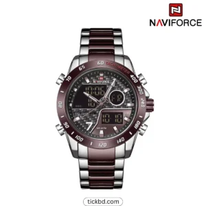 Naviforce 9171 Men's Luxury Watch - Silver Dack Red