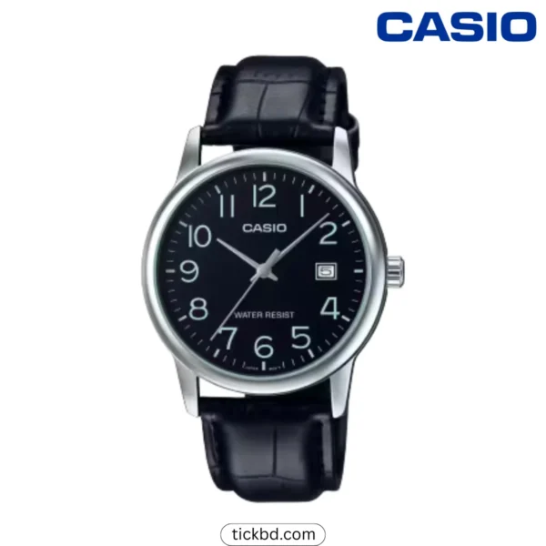 Casio MTP-V002L-1B Leather Step Watch for Men