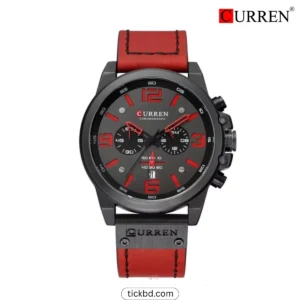 CURREN 8314 Quartz Leather Watch for Men - Red