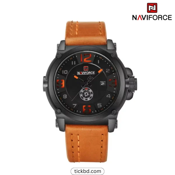 Naviforce 9099 Stylish Men's Quartz Watch – Black Yellow