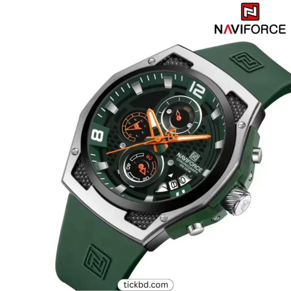 Naviforce 8051T Luxury & Durable Watch – Green Silver