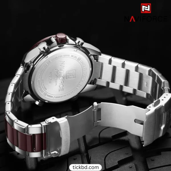 Naviforce 9171 Men's Luxury Watch - Silver Dack Red