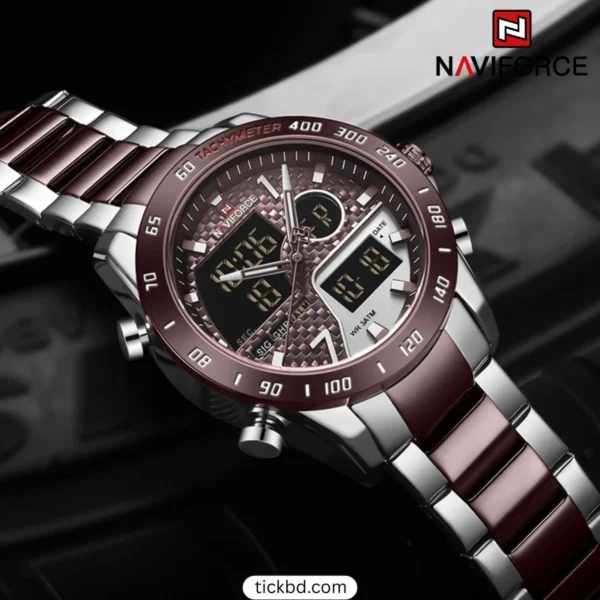 Naviforce 9171 Silver Dack Red Men's Watch Best Price in BD