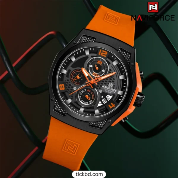 Naviforce NF8051 Luxury & Durable Watch – Orange Black