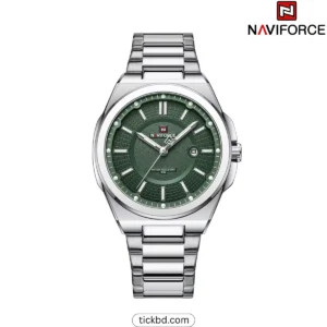 Naviforce 9212 Watch for Men silver Green color