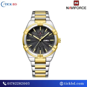 Naviforce NF9218 Men’s Quartz Watch silver gold black price in Bandladesh