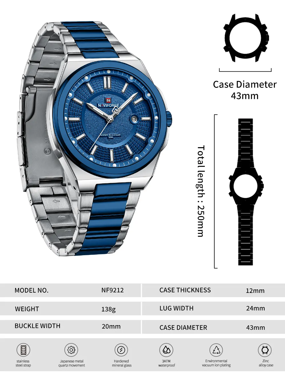 Naviforce NF9212 Sports Quartz Watch for Men