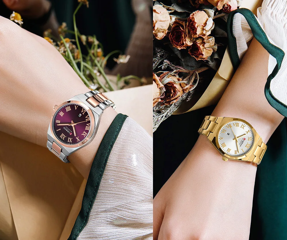 Curren 9095 Elegant Ladies Watch – Stainless Steel Roman Dial