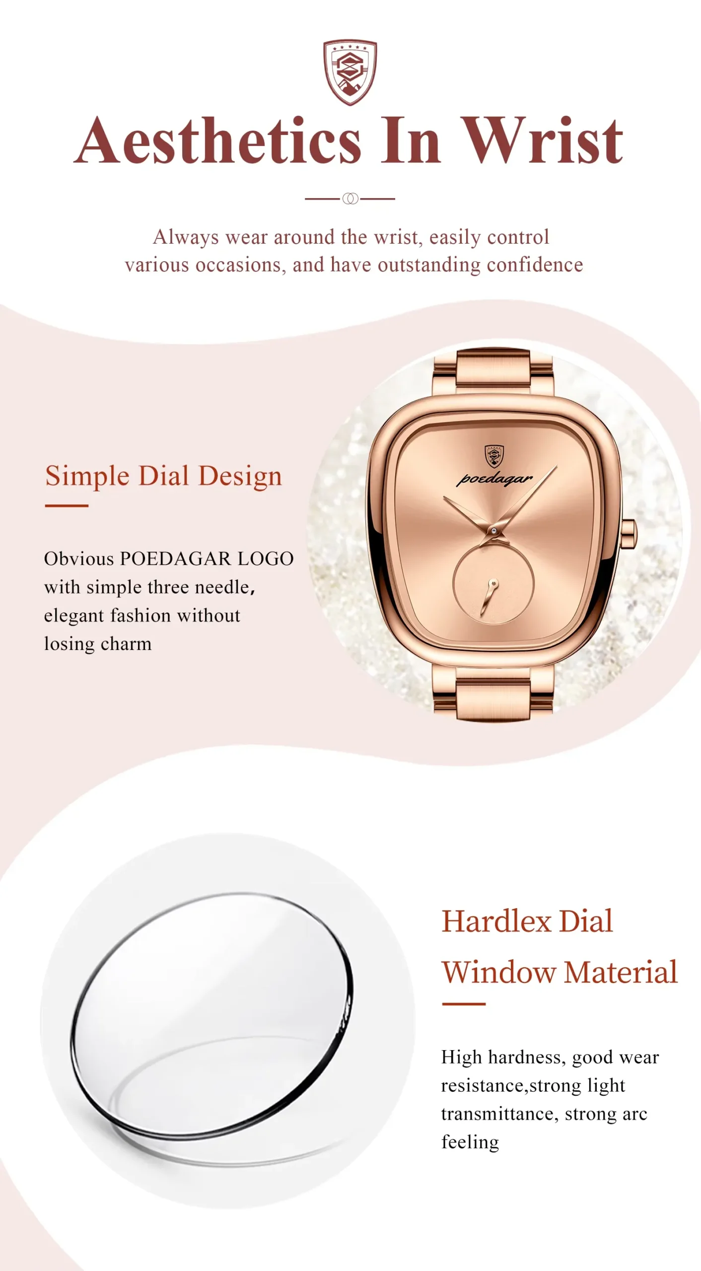 Poedagar 783 Luxury Ladies Watch – Stylish Irregular Design for Women