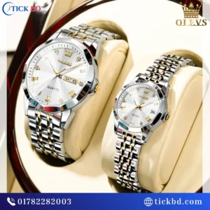 OLEVS 9931 Couple Watch Set Stainless Steel Matching Watches for Men and Women