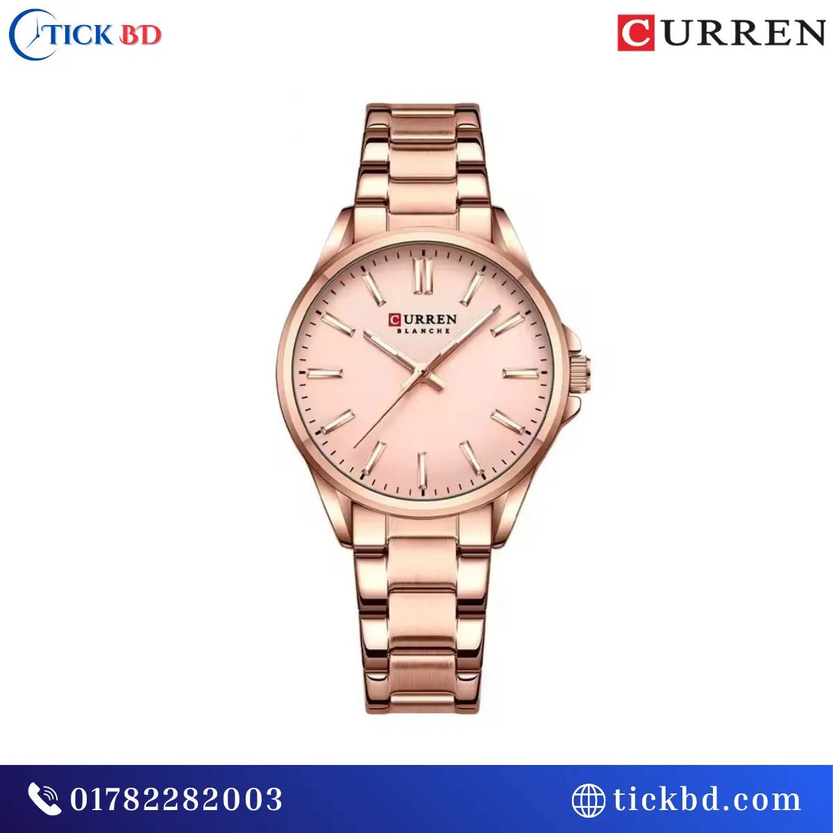 Curren 9090 Ladies' Fashion Quartz Watch Stainless Steel Rhinestone