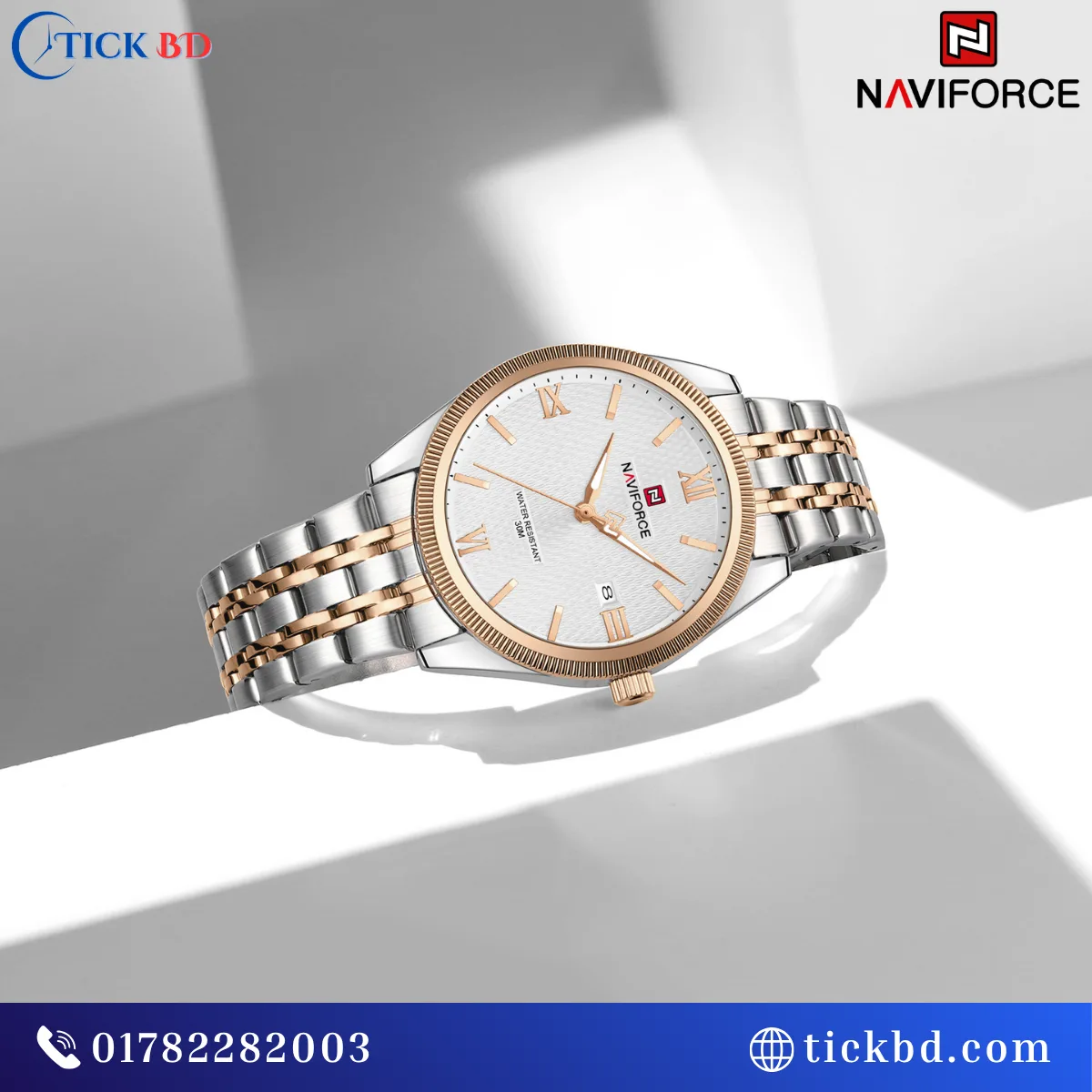 NAVIFORCE NF9282 Men's Quartz Watch Stainless Steel Date Display