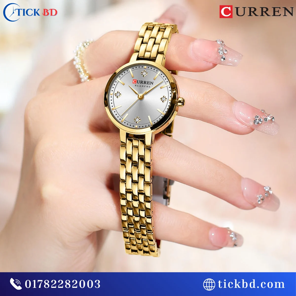 Curren 9106 Women's Luxury Analog Quartz Watch Stainless Steel Mesh