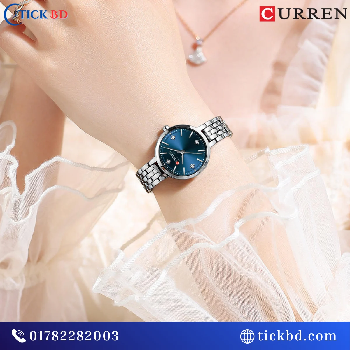 Curren 9106 Women's Luxury Analog Quartz Watch Stainless Steel Mesh