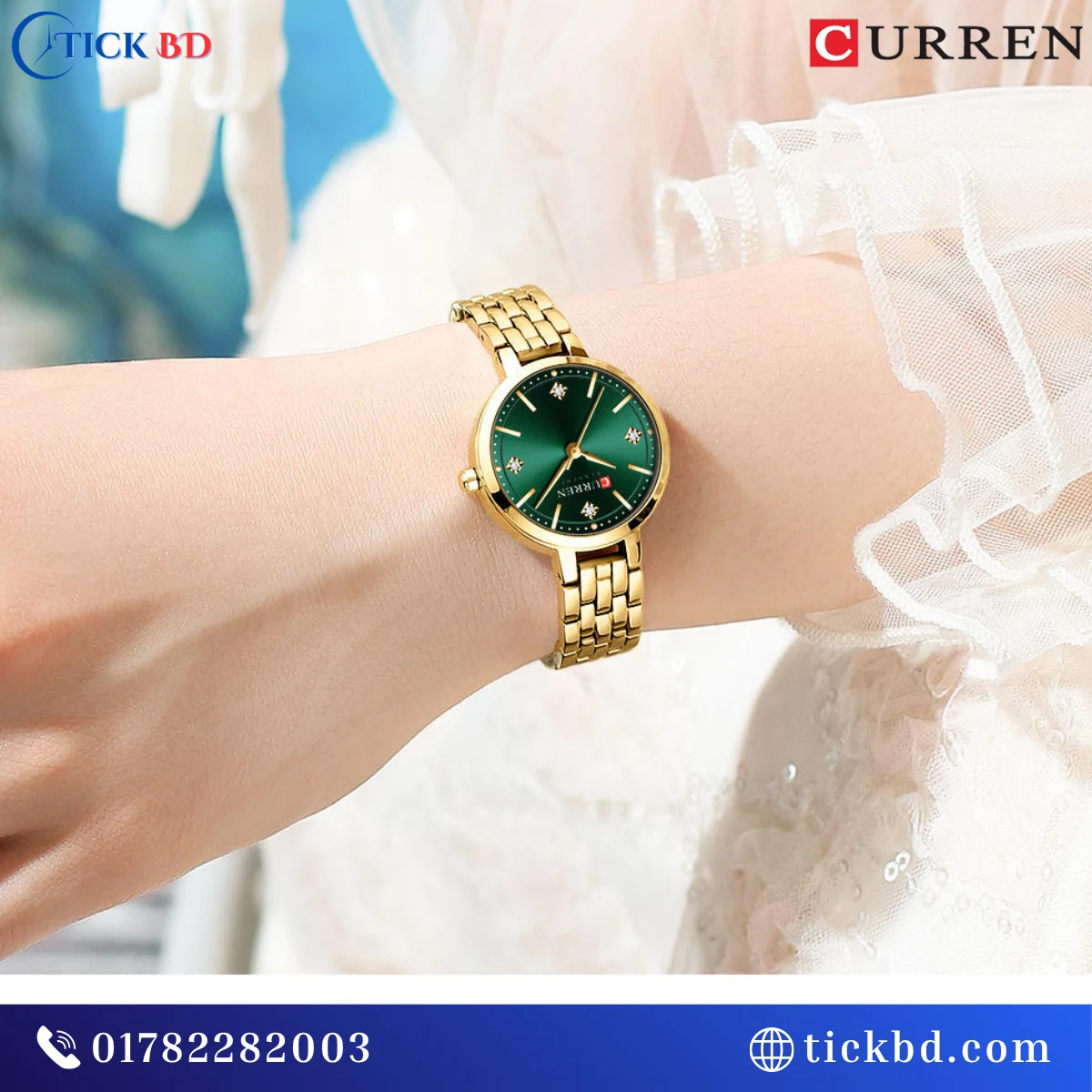 Curren 9106 Women's Luxury Analog Quartz Watch Stainless Steel Mesh