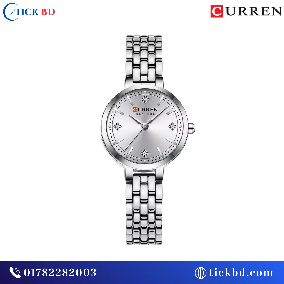 Curren 9106 Women's Luxury Analog Quartz Watch Stainless Steel Mesh