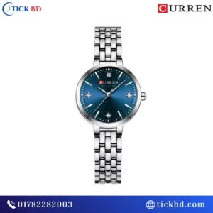 Curren 9106 Women's Luxury Analog Quartz Watch – Stainless Steel Mesh with Rhinestone Markers