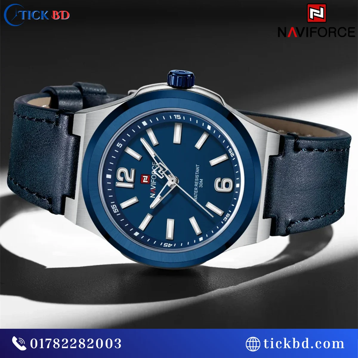 NAVIFORCE NF9233 Minimalist Men's Analog Watch – Japanese Seiko Movement with PU Leather Strap | Best Price in Bangladesh