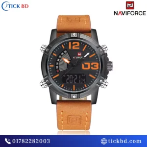 NAVIFORCE NF9095 Military Sports Watch Dual Analog Digital Display Leather Strap