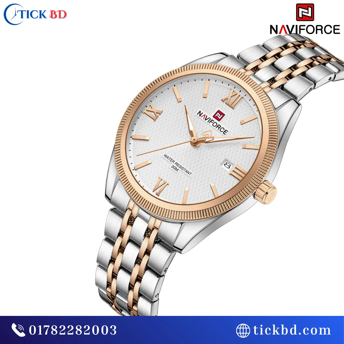 NAVIFORCE NF9282 Men's Quartz Watch Stainless Steel Date Display