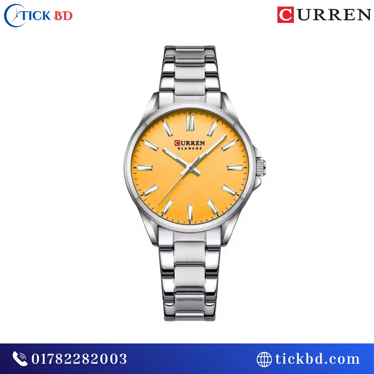 Curren 9090 Ladies' Fashion Quartz Watch Stainless Steel Rhinestone