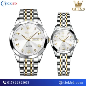 OLEVS 9931 Couple Watch Set Stainless Steel Matching Watches for Men and Women