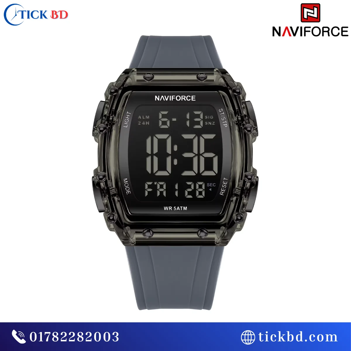 NAVIFORCE NF6107 Sport Digital Watch Silicone Strap LED Backlight