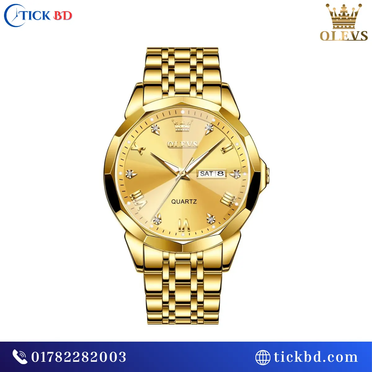 OLEVS 9931 Men's Quartz Analog Watch Stainless Steel Date Display