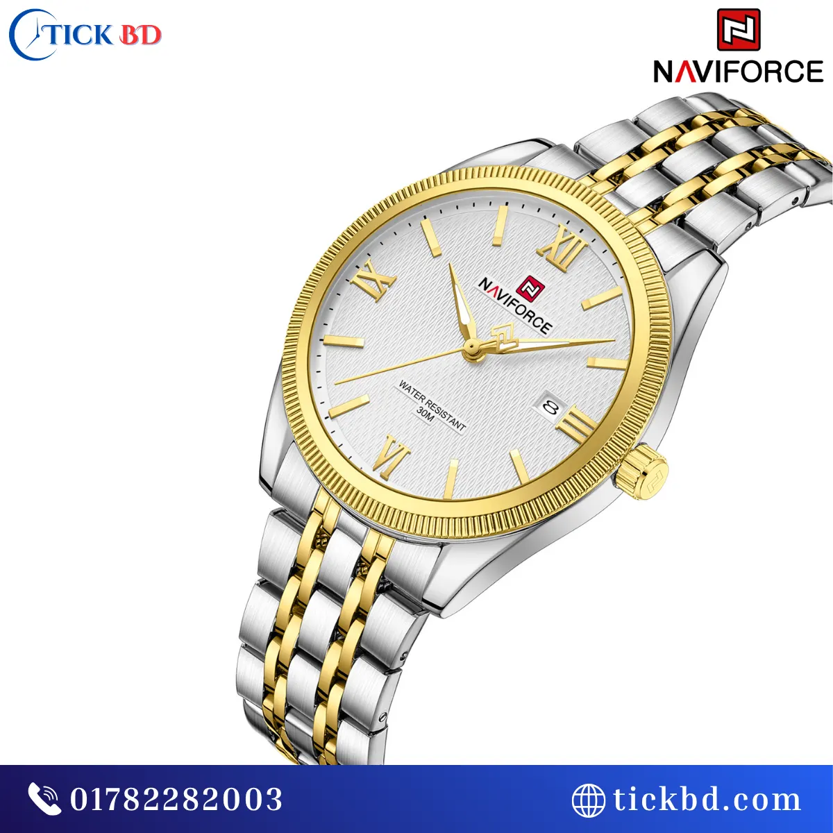 NAVIFORCE NF9282 Men's Quartz Watch Stainless Steel Date Display