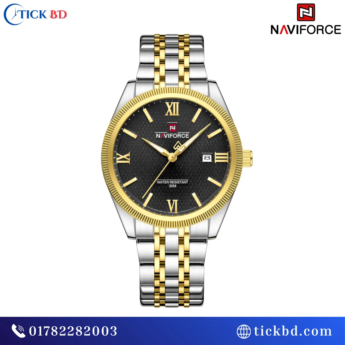 NAVIFORCE NF9282 Men's Quartz Watch Stainless Steel Date Display