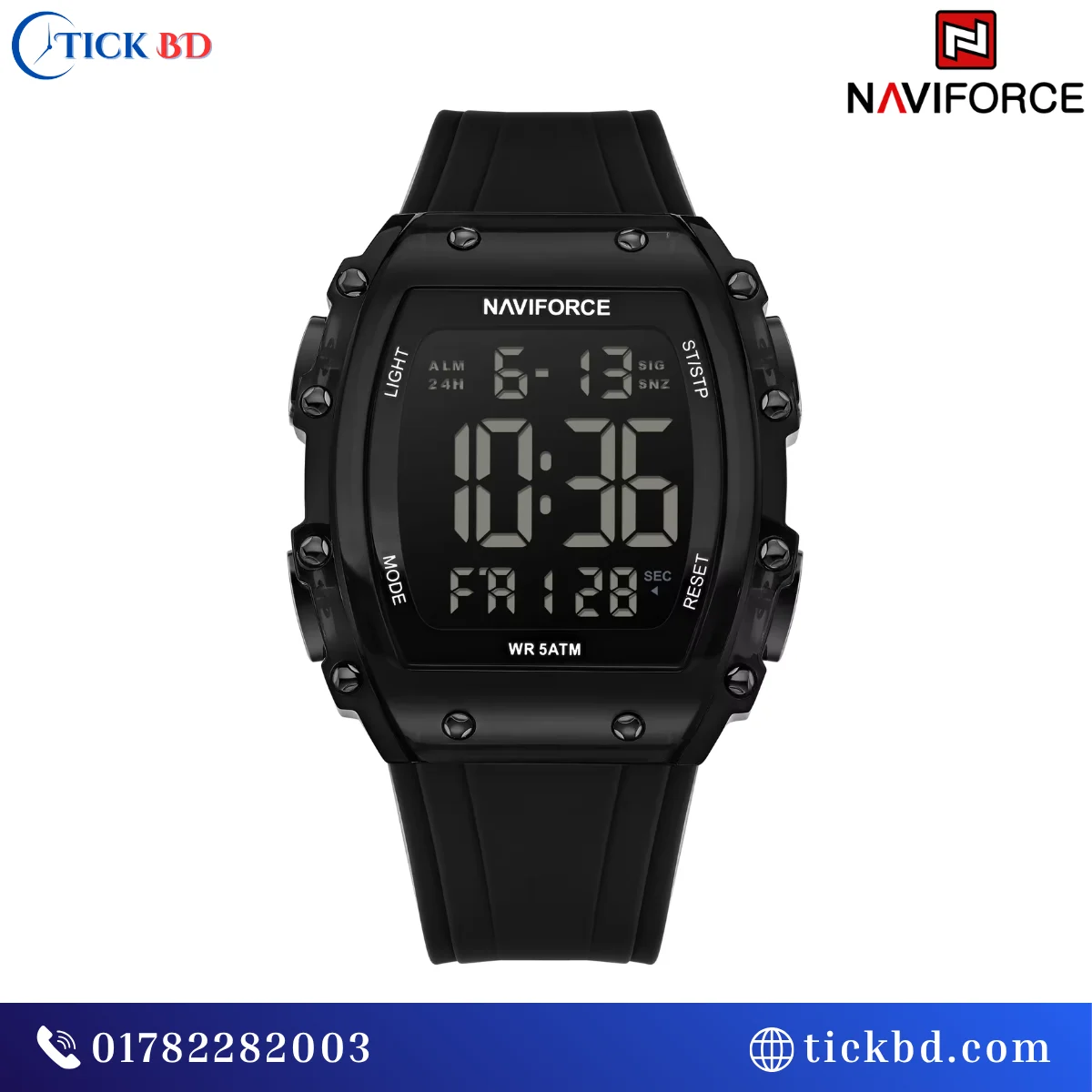 NAVIFORCE NF6107 Sport Digital Watch Silicone Strap LED Backlight
