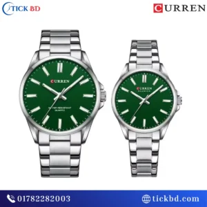 Curren 9090 Couple Watch Set – Matching Stainless Steel Analog Quartz Watches for Him & Her