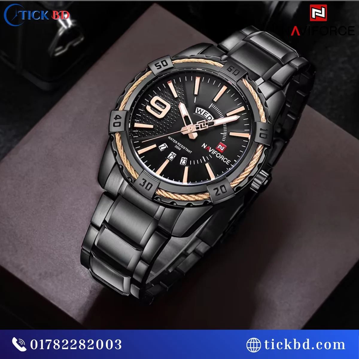 NAVIFORCE NF9117S Men's Military Sport Watch – 47mm Rugged Stainless Steel Quartz Watch