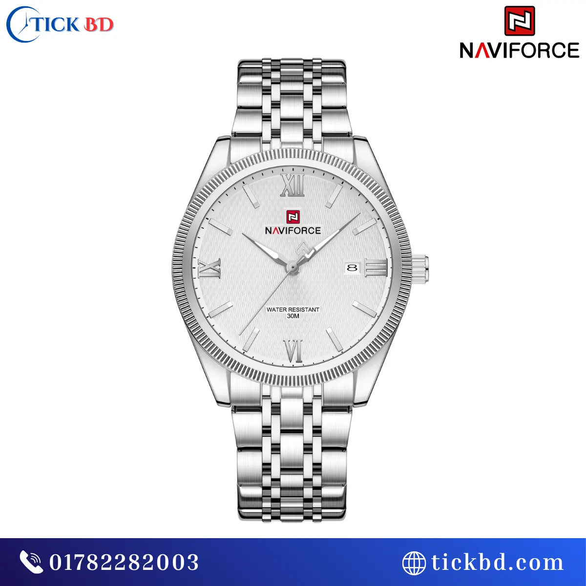 NAVIFORCE NF9282 Men's Quartz Watch Stainless Steel Date Display