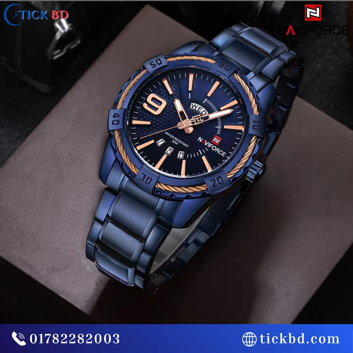 NAVIFORCE NF9117S Men's Military Sport Watch – 47mm Rugged Stainless Steel Quartz Watch