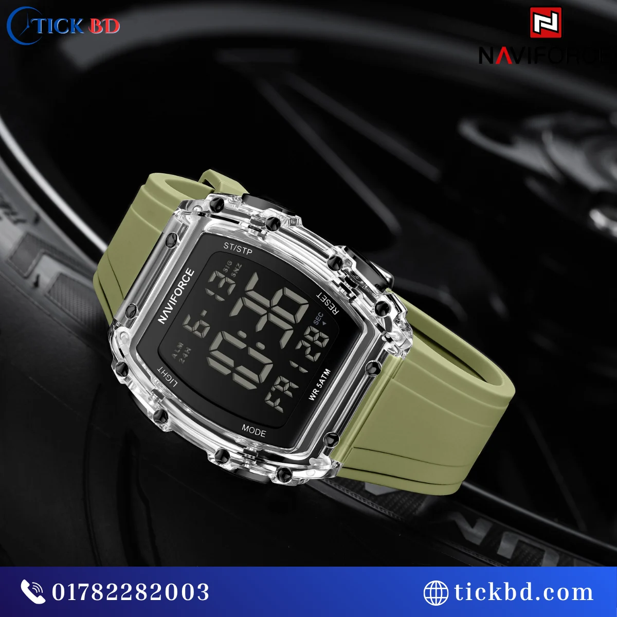 NAVIFORCE NF6107 Sport Digital Watch Silicone Strap LED Backlight
