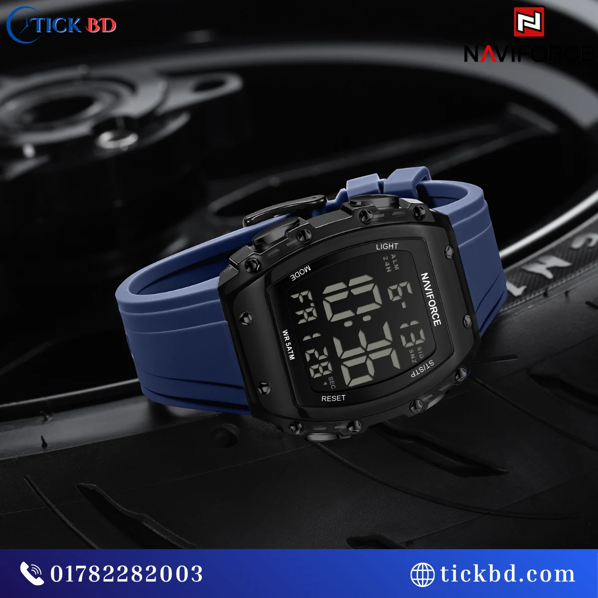 NAVIFORCE NF6107 Sport Digital Watch Silicone Strap LED Backlight