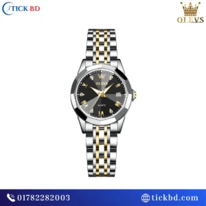 OLEVS 9931 Women's Luxury Quartz Watch Rhombic Diamond Cut Glass Dual Calendar